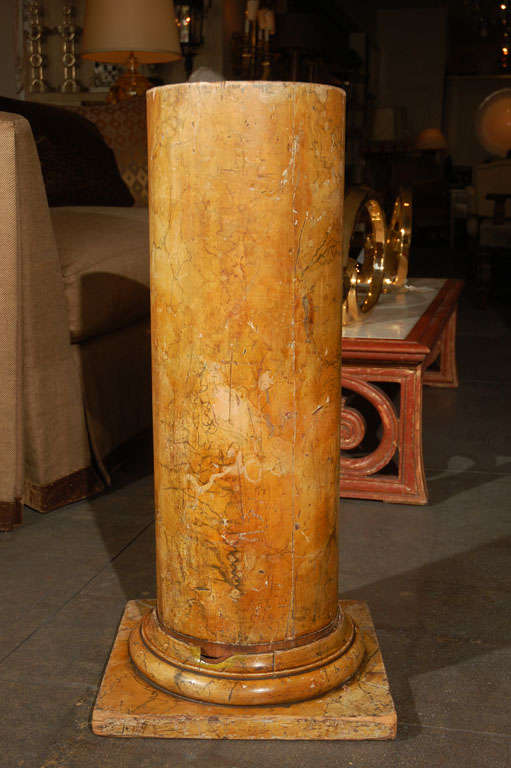 Early 19th Century or Earlier Faux Marble Column with Pedestal
