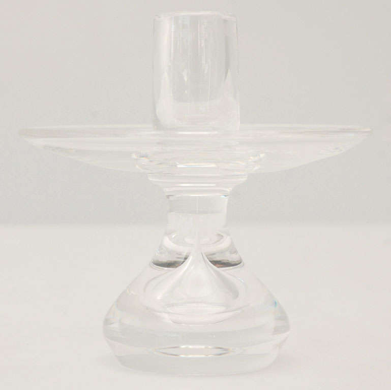 Set of Four Flared Teardrop Candlesticks by Steuben Glass