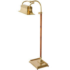 Retro Brass & Leather Adjustable Reading Lamp by Chapman