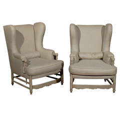 Pair of French Wing Chairs