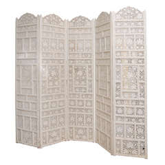 Huge Hand Carved 5 Panel Screen