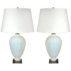 Pair of Opalescent Murano Table Lamps