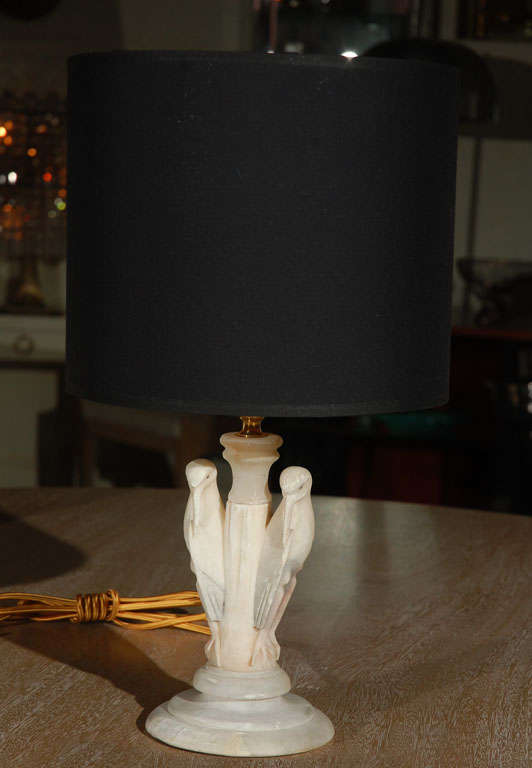 Diminutive Alabaster Birds Table Lamp at 1stDibs