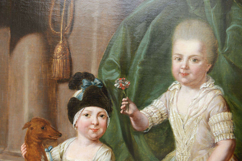 18th Century and Earlier Girl, Boy And Dog In An Interior For Sale