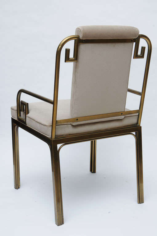 Cotton Set of Six Mastercraft Brass Dining Chairs