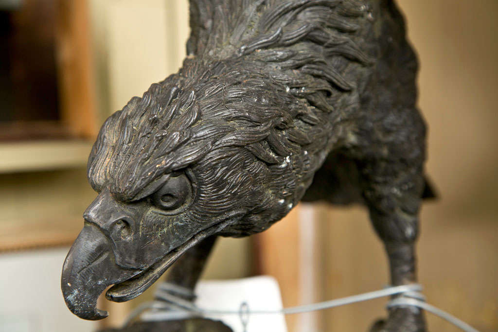 Mid-20th Century Vintage Bronze Eagle and Dragon Statue