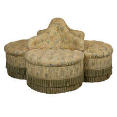 Vintage Upholstered Borne Or Circular Sofa