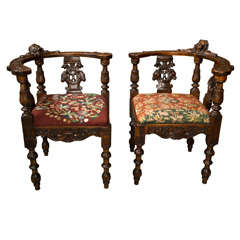 Antique Victorian Corner Chairs W/ Cherub Heads at 1stDibs | corner chair  antique, antique corner chairs, corner chairs antique