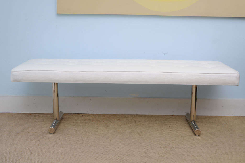 American Mid Century Modern 1970s Chic Modern Chrome T-Bench For Sale