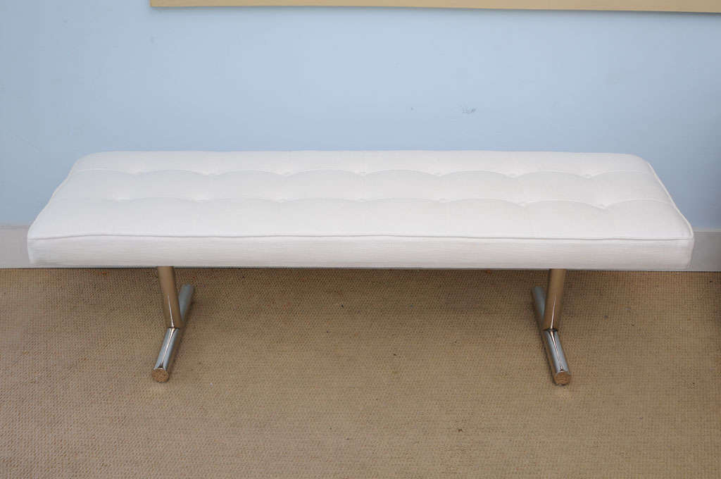 Mid Century Modern 1970s Chic Modern Chrome T-Bench For Sale 1