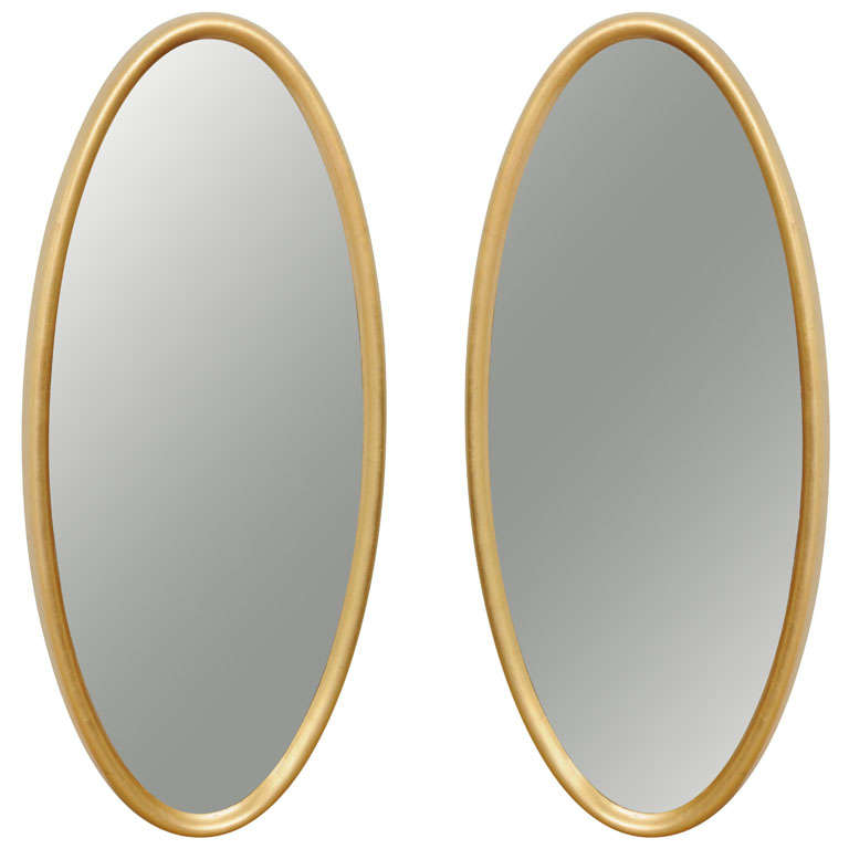Mid Century Modern Hollywood Regency Glam Gold Leaf Oval Mirror For Sale