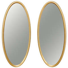 Mid Century Modern Hollywood Regency Glam Gold Leaf Oval Mirror