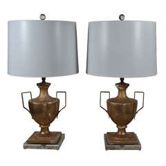 Pair Gilded Urn Lamps Pair Gilded Urn Lamps