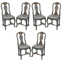 Set of Six 18th c Swedish Dining Chairs