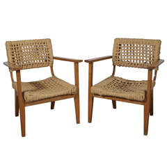 Pair Mid Century Arm Chairs by Audoux-Minnet