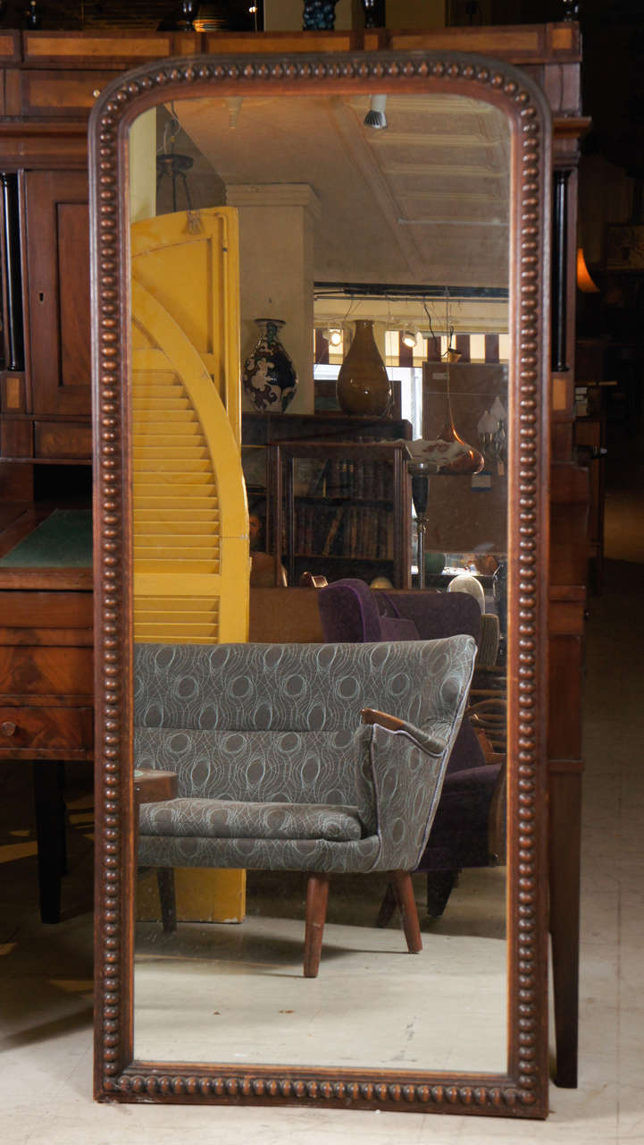 Danish Early 20th Century Wall Mirror with Beaded Molding