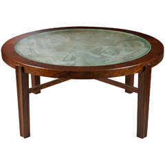 A Fine Swedish Low/Coffee Table with Engraved Glass Top