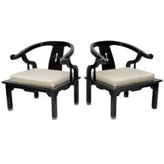 Chinoiserie Style James Mont Chairs with Dupioni Silk Cushions 1960 8