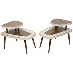 Lane Tile 2 Tiered Side Tables 1970s