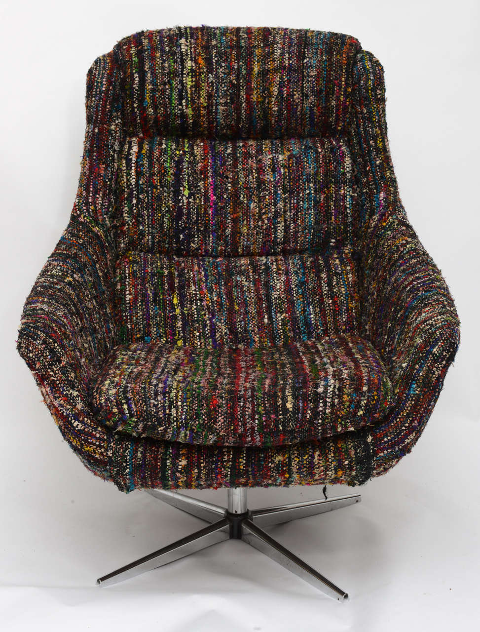 Gorgeous restored vintage MCM chair reupholstered in reminant vintage Chanel fabric. Chair and fabric from the 60s.