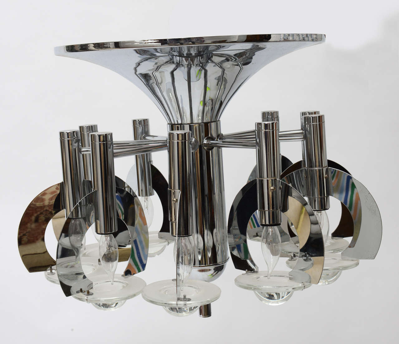 Beautiful Scolari chandelier with Italian Lense glass from 1969