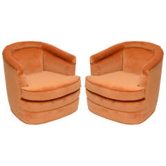 Harvey Probber Swivel Barrell Back Club Chairs 1960s