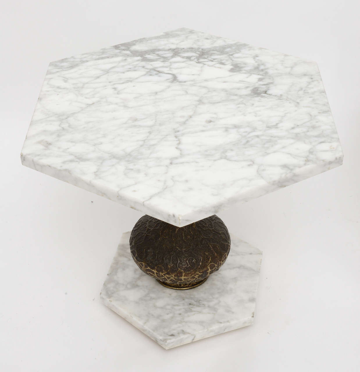 Italian Carrera Marble and Cast Brass Octagonal End Tables 1960s at 1stDibs