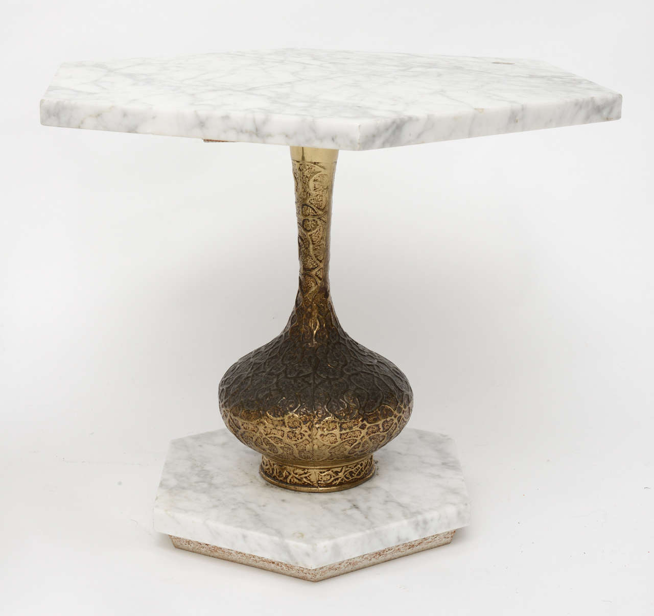 Italian Carrera Marble and Cast Brass Octagonal End Tables 1960s at 1stDibs