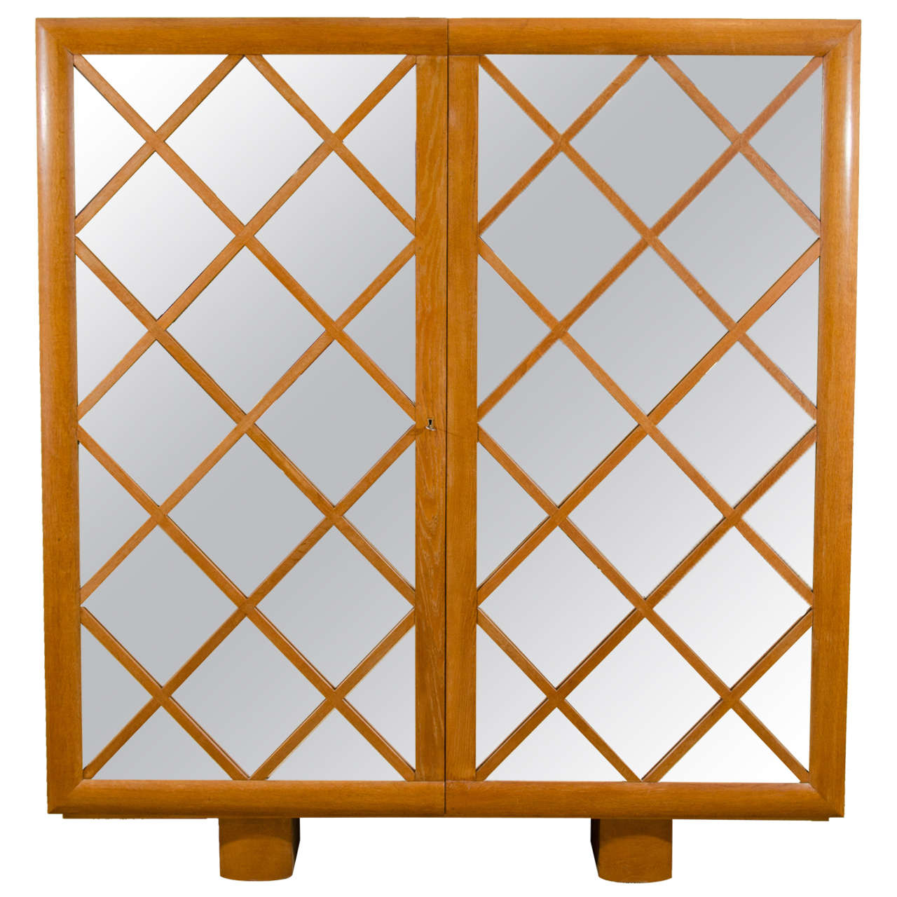 Large Mirrored Cabinet with "Diamond Lattice" Front, France For Sale