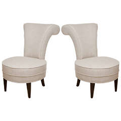 Pair of French Boudoir Upholstered Chairs