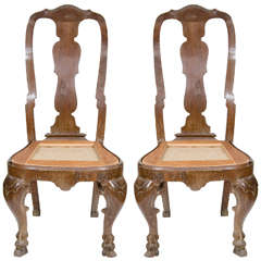A Pair of Italian Rococo Walnut Side Chairs