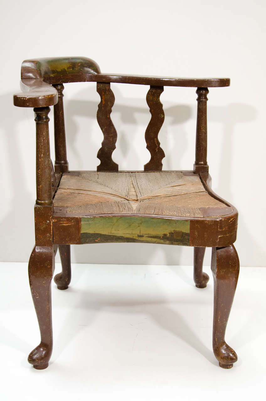 18th Century and Earlier Dutch Painted Corner Chair