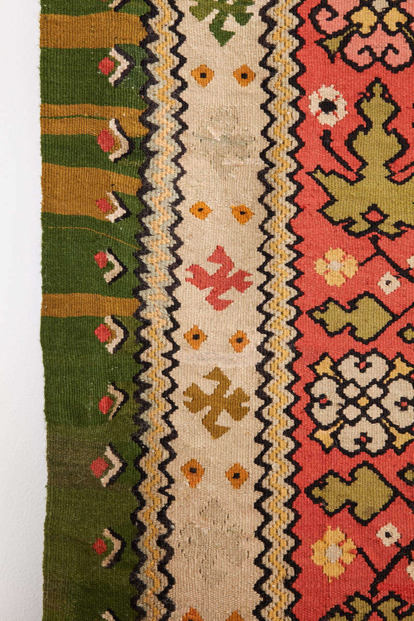 Hand-Woven Rare Large Size Bessarabian Kilim Rug
