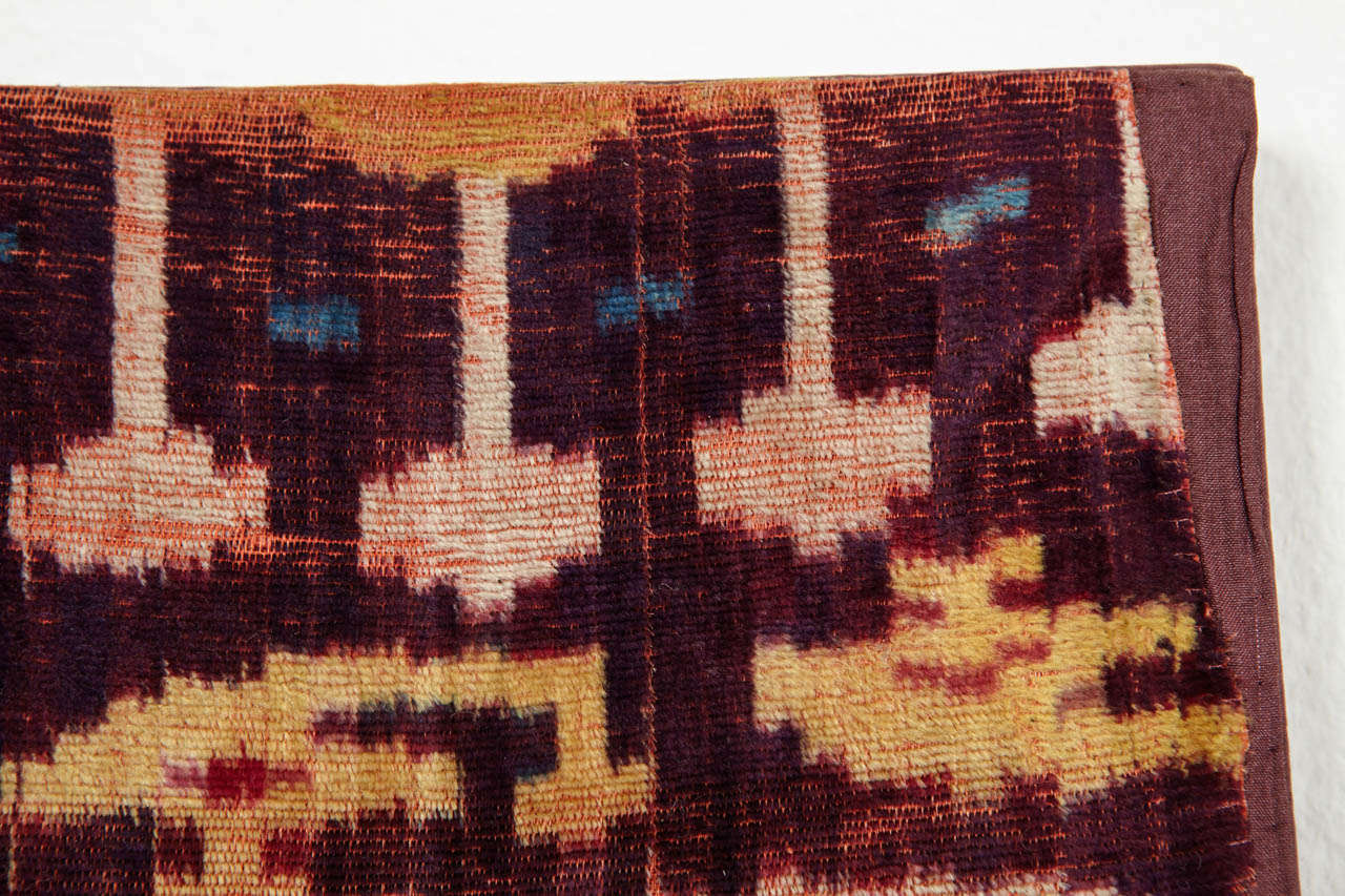Tribal Antique Central Asian Ikat Silk Velvet Textile Panel