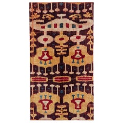 Antique Central Asian Ikat Silk Velvet Textile Panel