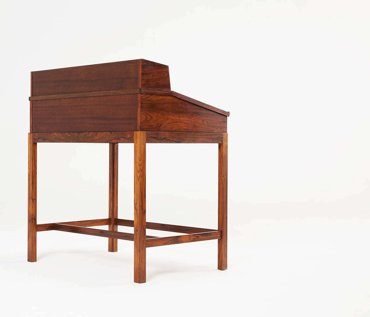 Mid-20th Century Danish Writing Desk with Olive Green Leather and Rosewood