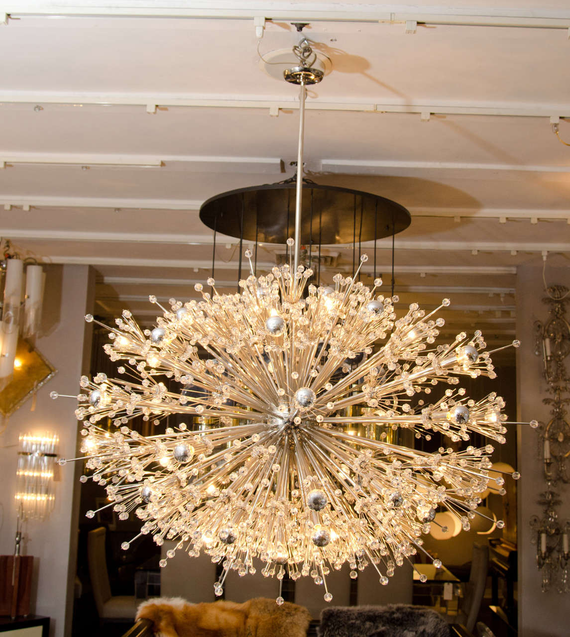 Monumental crystal Esprit Sputnik chandelier. Customization available in different sizes and finish.
