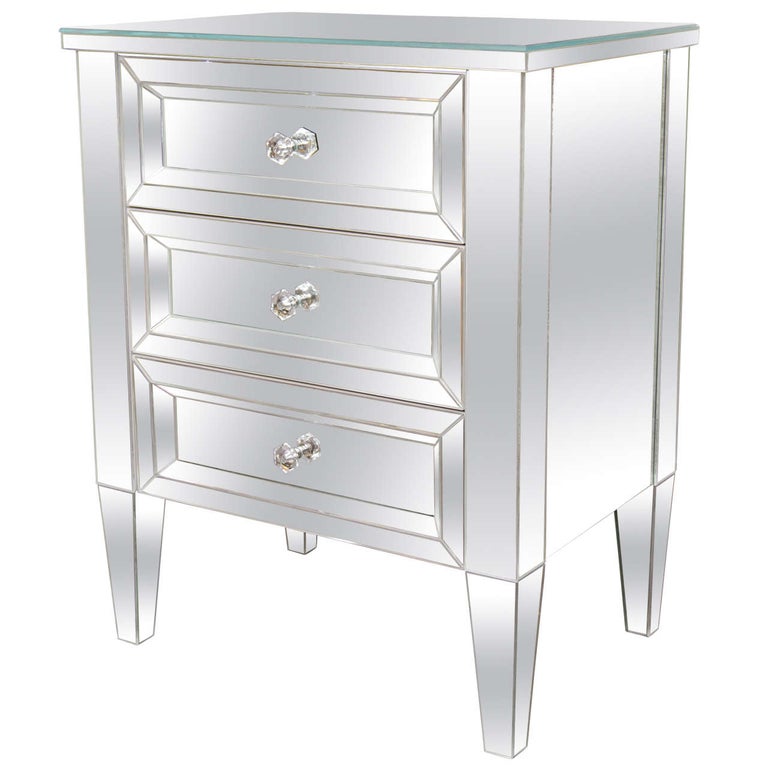 Custom Single Starphire Mirrored Beveled Chest Of Drawers For Sale