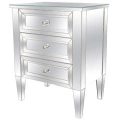 Custom Single Starphire Mirrored Beveled Chest of Drawers 8