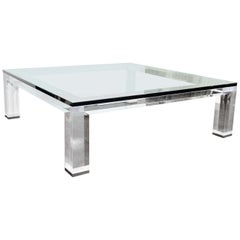 Custom Lucite and Glass Coffee Table