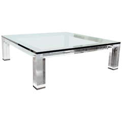 Custom Lucite and Glass Coffee Table 10