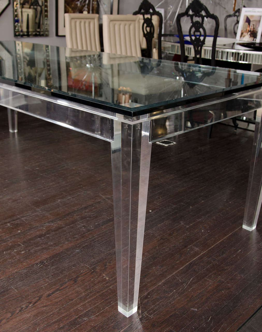 Glass  Lucite Dining Table
