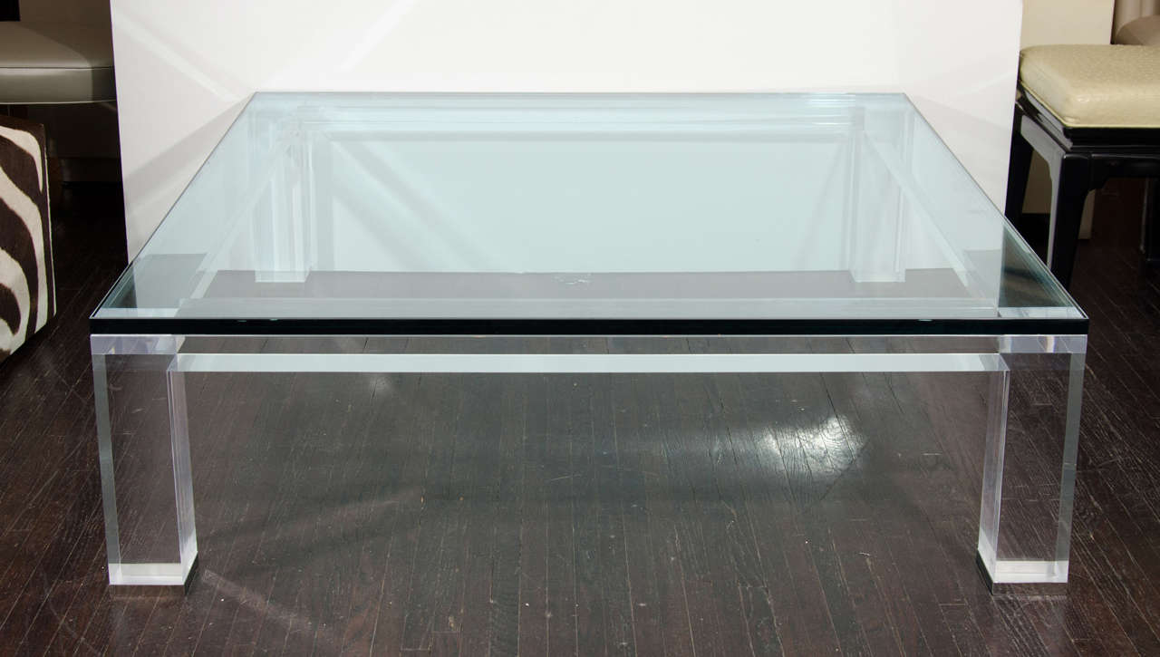 Custom Lucite and Glass Coffee Table For Sale at 1stDibs custom glass