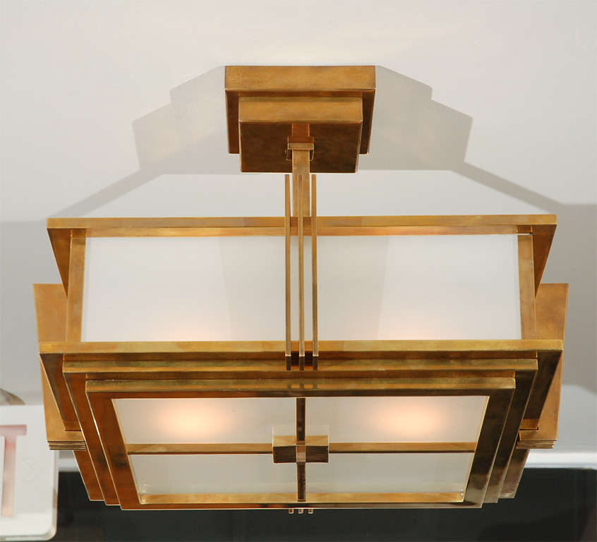 Modern custom light fixture available in different sizes and finishes. Also offered in square and rectangular forms. 

Please check with us for in stock versions of this item and availability.