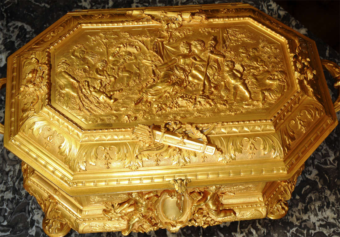 19th c bronze dore box