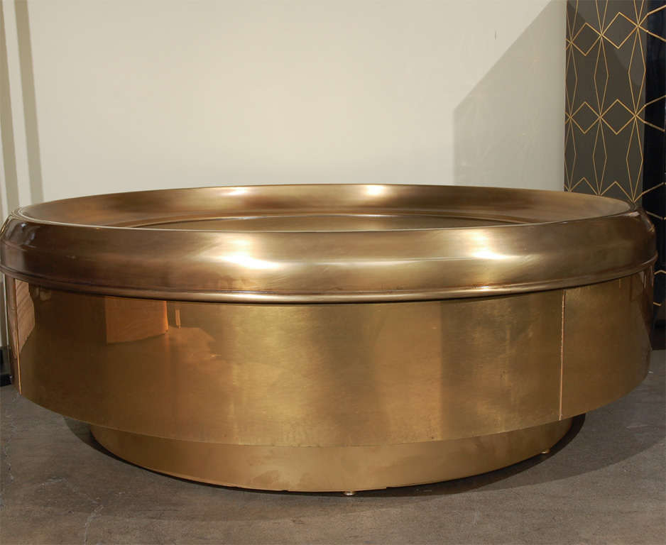 Lacquered Brass Mastercraft Round Cocktail Table