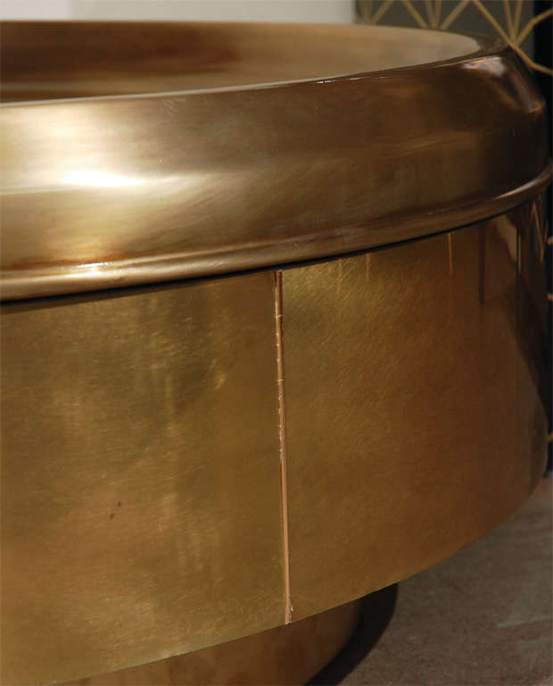 Late 20th Century Brass Mastercraft Round Cocktail Table