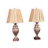 Pair of Vintage Italian Silver Finished Lamps