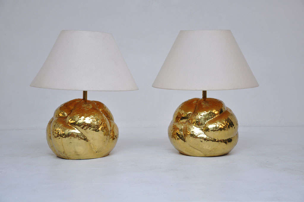 Tomasso Barbi hand hammered brass lamps - Italy