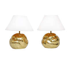 Tomasso Barbi hand hammered brass lamps - Italy